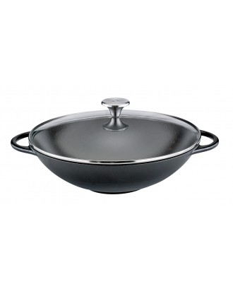 Tigaie wok din fonta, cu capac, 30 cm, colectia Provence - KUCHENPROFI